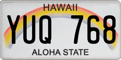 HI license plate YUQ768