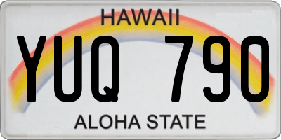HI license plate YUQ790
