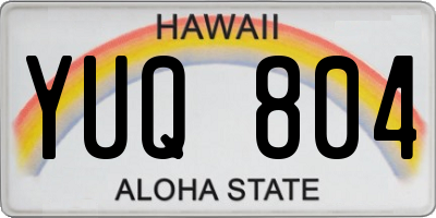 HI license plate YUQ804