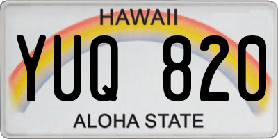HI license plate YUQ820
