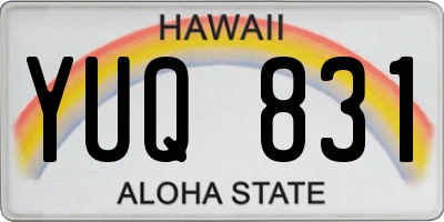 HI license plate YUQ831