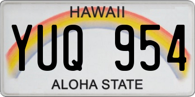 HI license plate YUQ954