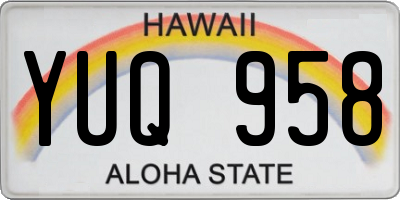 HI license plate YUQ958