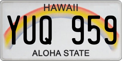 HI license plate YUQ959