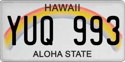 HI license plate YUQ993