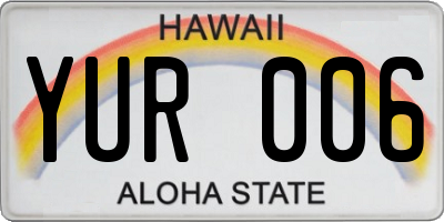 HI license plate YUR006