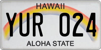 HI license plate YUR024