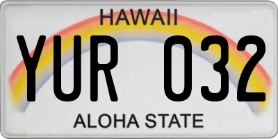 HI license plate YUR032
