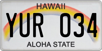 HI license plate YUR034