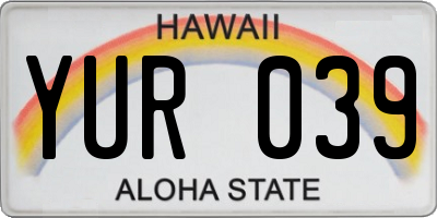 HI license plate YUR039