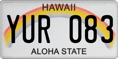 HI license plate YUR083