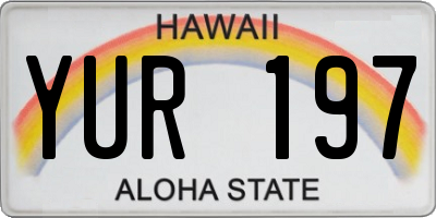 HI license plate YUR197
