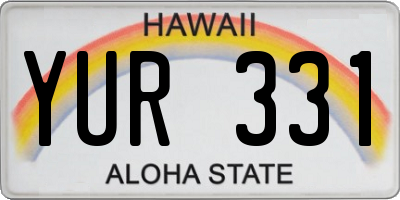 HI license plate YUR331