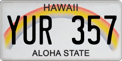 HI license plate YUR357