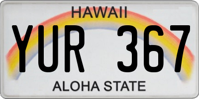 HI license plate YUR367