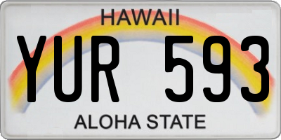 HI license plate YUR593