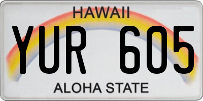 HI license plate YUR605