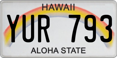 HI license plate YUR793