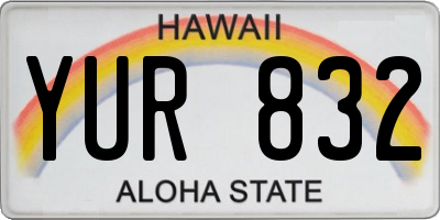 HI license plate YUR832