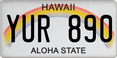 HI license plate YUR890