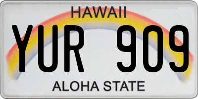 HI license plate YUR909