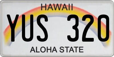 HI license plate YUS320