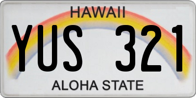 HI license plate YUS321