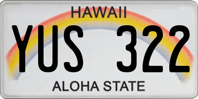 HI license plate YUS322