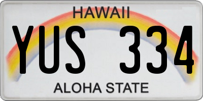 HI license plate YUS334
