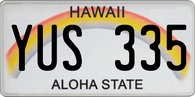 HI license plate YUS335
