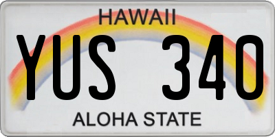 HI license plate YUS340