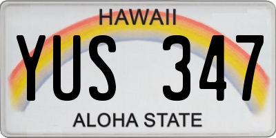 HI license plate YUS347