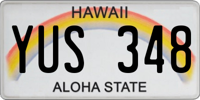 HI license plate YUS348