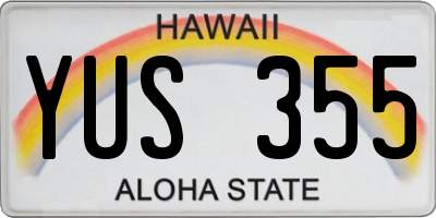 HI license plate YUS355