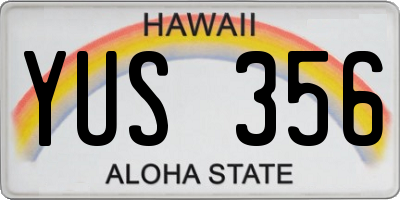 HI license plate YUS356