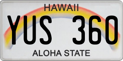 HI license plate YUS360