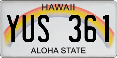 HI license plate YUS361