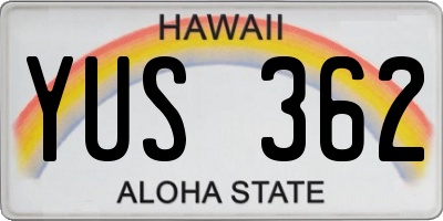HI license plate YUS362