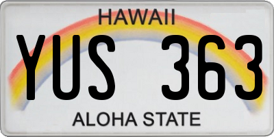 HI license plate YUS363