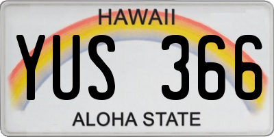 HI license plate YUS366