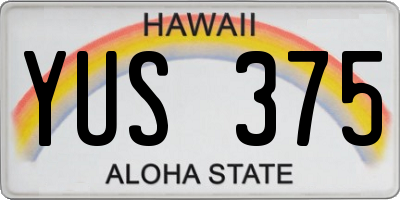 HI license plate YUS375