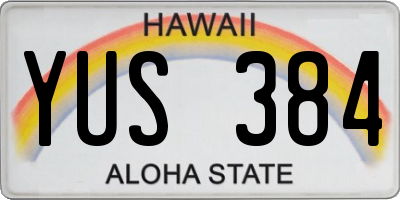 HI license plate YUS384