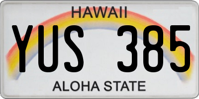 HI license plate YUS385