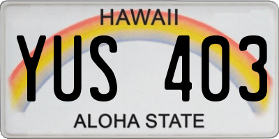 HI license plate YUS403