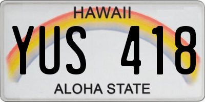 HI license plate YUS418