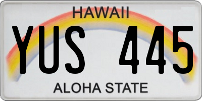 HI license plate YUS445