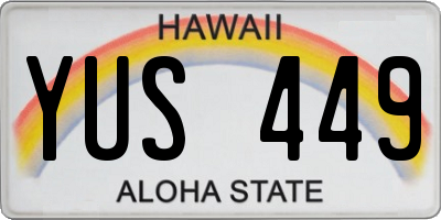 HI license plate YUS449