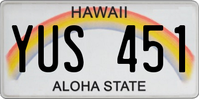 HI license plate YUS451