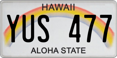 HI license plate YUS477