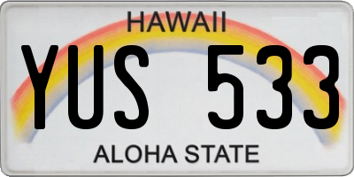 HI license plate YUS533